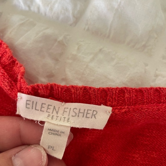Eileen Fisher Red Orange Cotton Linen Sweater - Picture 4 of 8